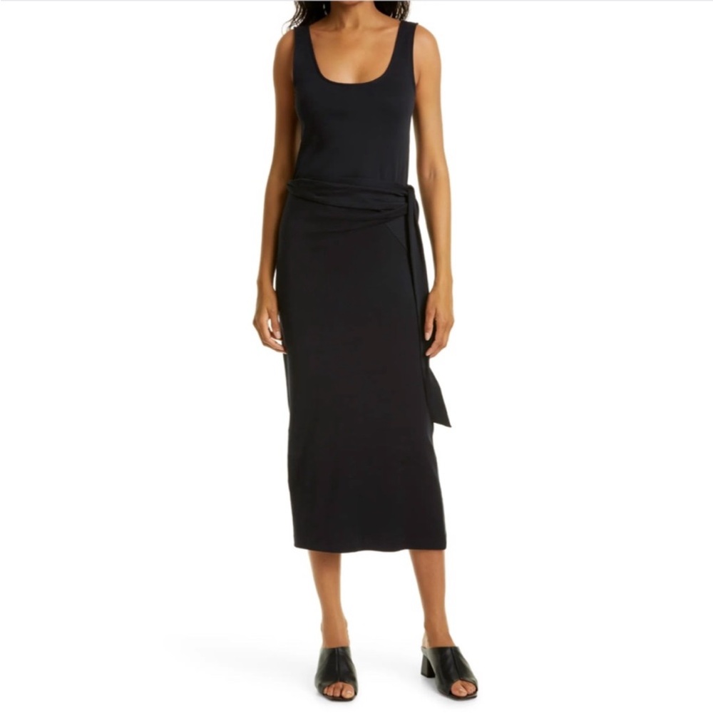 Vince Black Pima Cotton Midi Dress